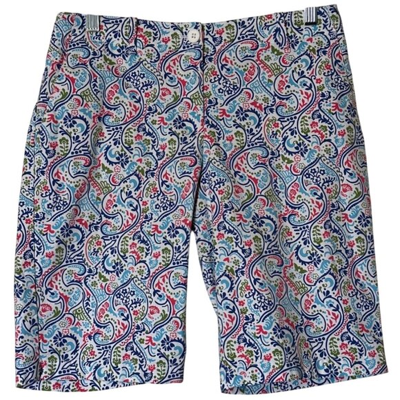 Women's Talbots Bermuda Mid-Rise Floral Shorts Multicolored Cotton Blend Size 4 - Picture 1 of 13